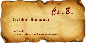 Csider Barbara névjegykártya